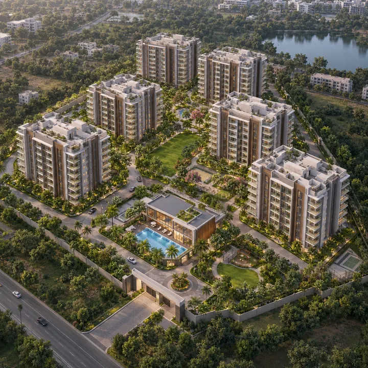 Mythri Sarjapur indicative aerial view of the 11.03-acre site at Hadosiddapura off Sarjapur Road
