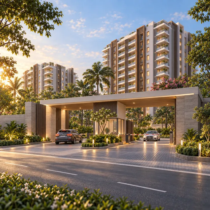Mythri Sarjapur indicative gated entrance reached from the Chikkanayakanahalli side road